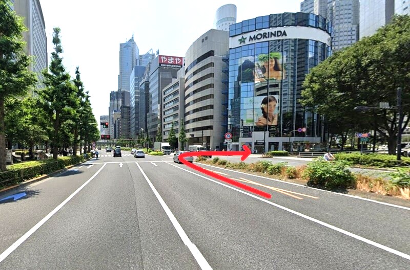 ハウステック 新宿ショールーム Lafisteまでの車の経路