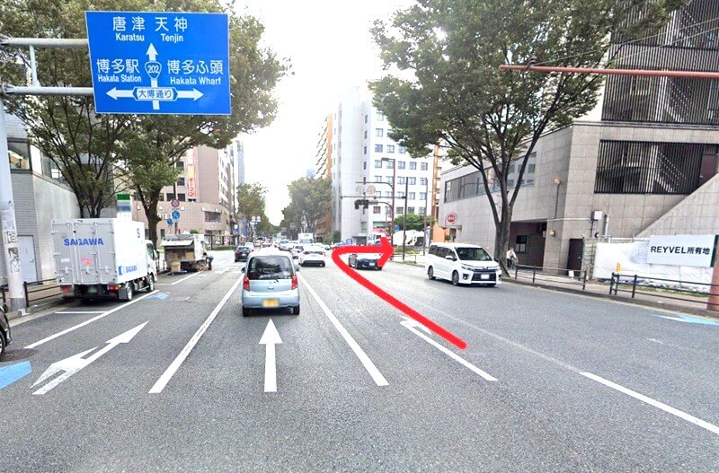 ハウステック 博多ショールーム Lafisteまでの車の経路