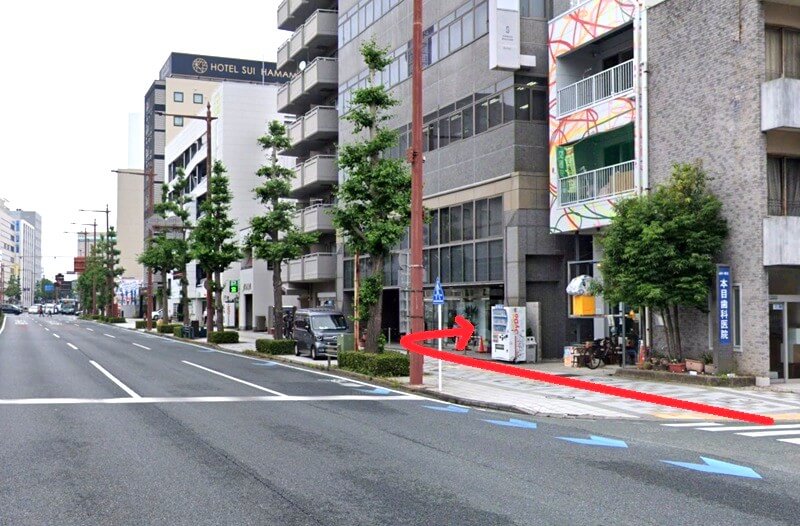 ハウステック 浜松ショールームまでの徒歩経路