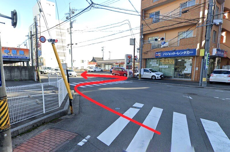 ハウステック 四日市ショールームまでの徒歩経路