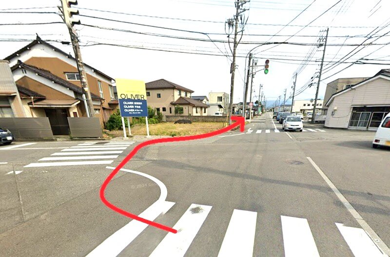 ハウステック 富山ショールームまでの徒歩経路