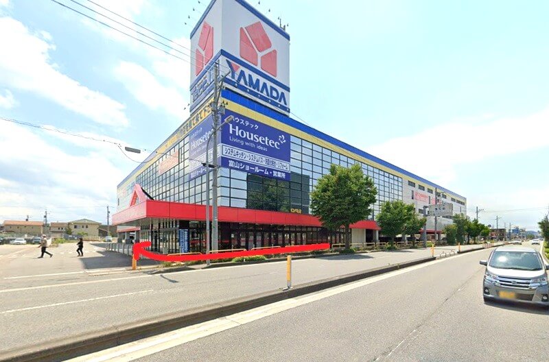 ハウステック 富山ショールームまでの徒歩経路