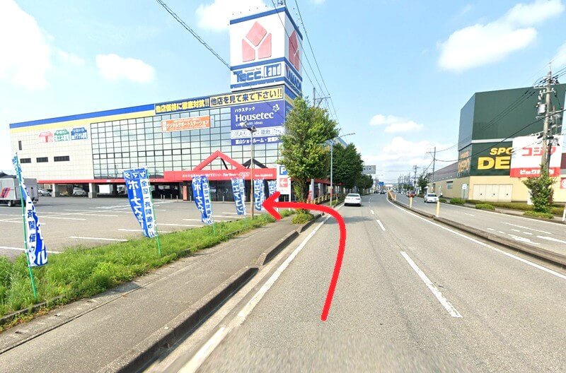 ハウステック 富山ショールームまでの車の経路