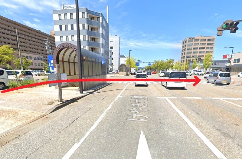 ハウステック 金沢ショールームまでの徒歩経路