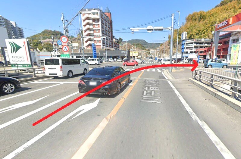 ハウステック 長崎ショールームまでの車の経路