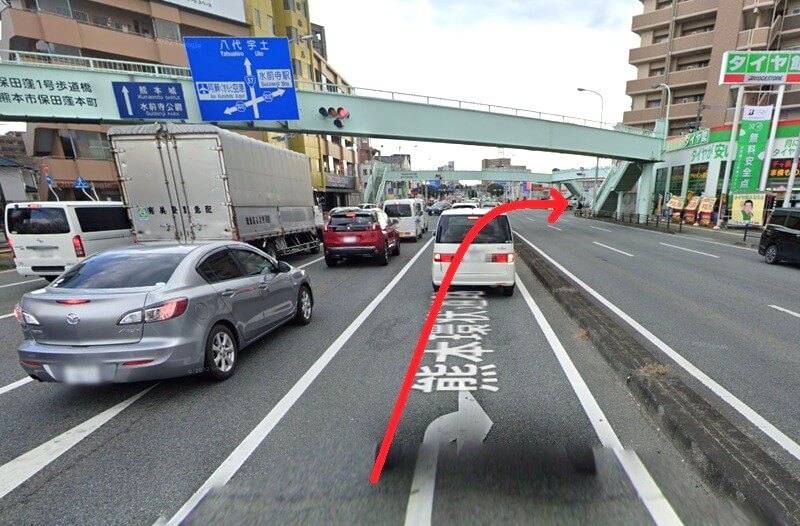 ハウステック 熊本ショールームまでの車の経路