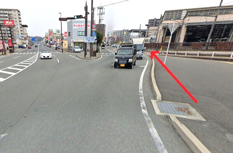 ハウステック 熊本ショールームまでの徒歩経路