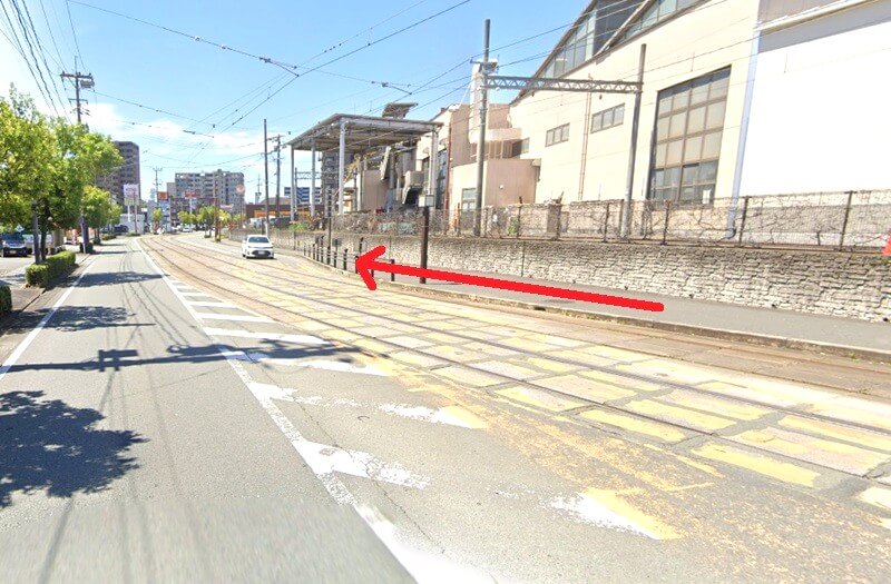 ハウステック 熊本ショールームまでの徒歩経路