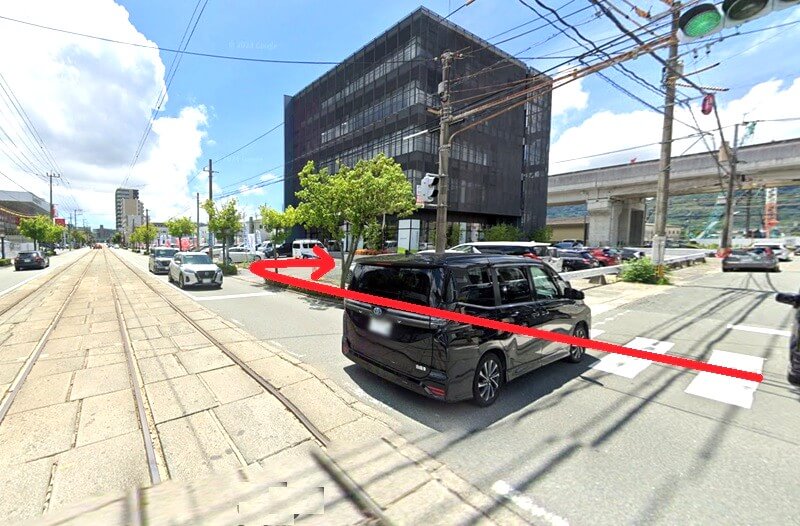 ハウステック 熊本ショールームまでの徒歩経路