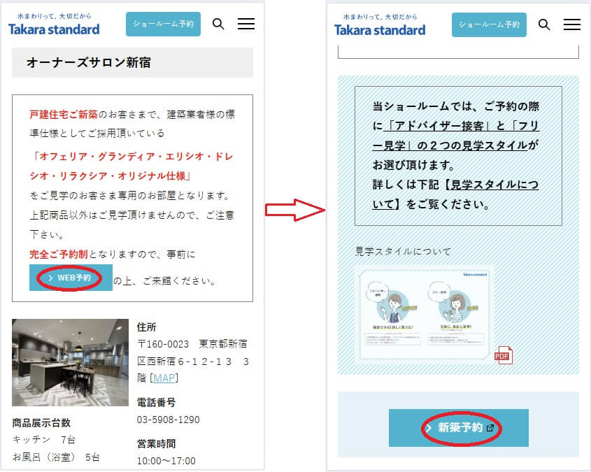 ショールームの予約の流れ
