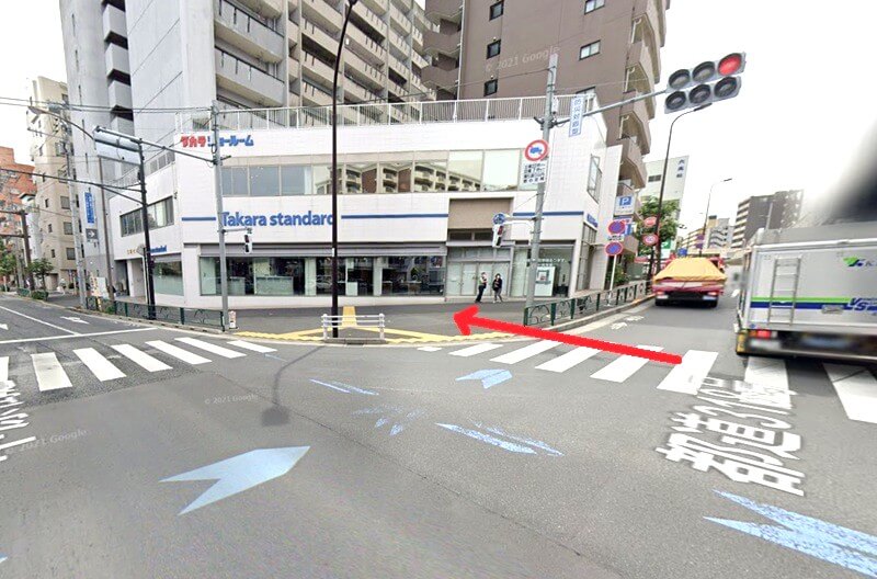 タカラスタンダード 東京大田ショールームまでの徒歩経路