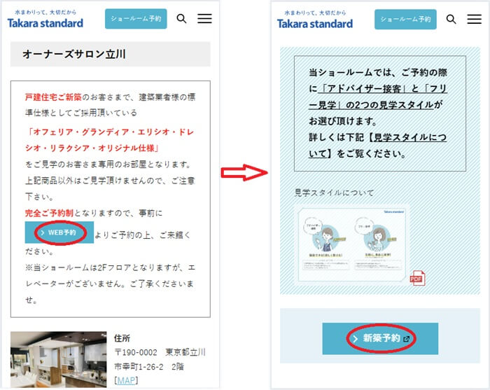 ショールームの予約の流れ