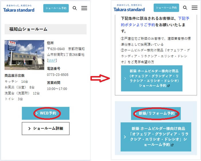 ショールームの予約の流れ