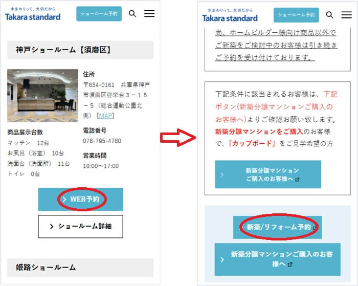 ショールームの予約の流れ