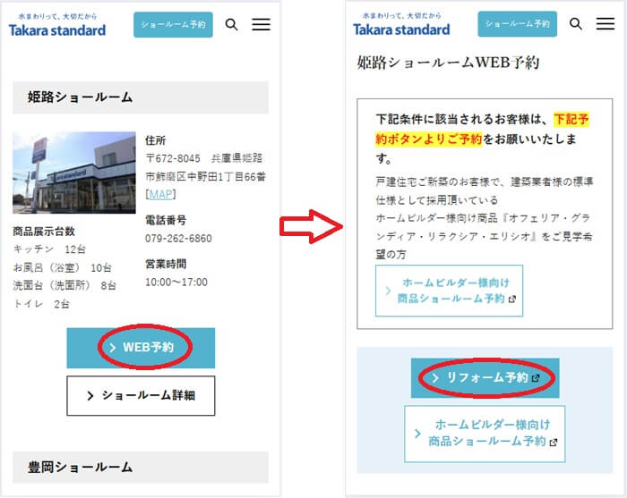 ショールームの予約の流れ