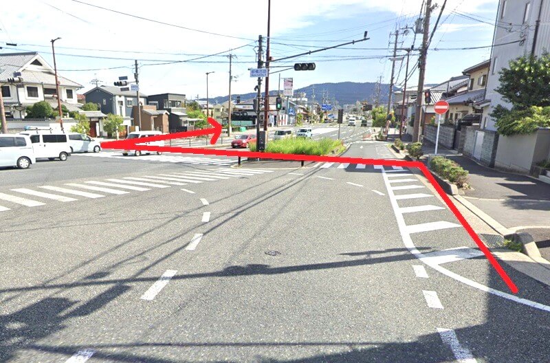 タカラスタンダード 平城京ショールームまでの徒歩経路