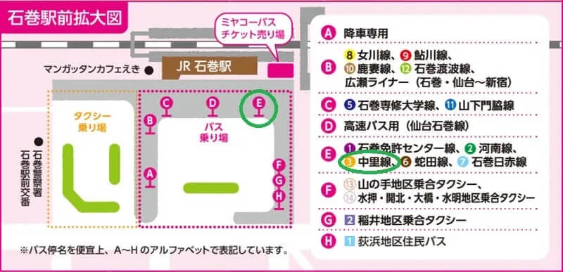 タカラスタンダード 石巻ショールームまでの徒歩経路
