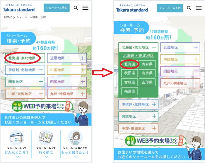 ショールームの予約の流れ