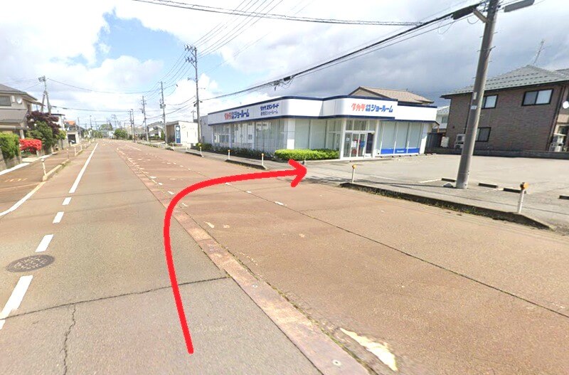 タカラスタンダード 新発田ショールームまでの車の経路