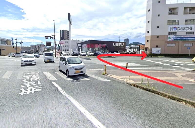 タカラスタンダード 熊本ショールームまでの徒歩経路