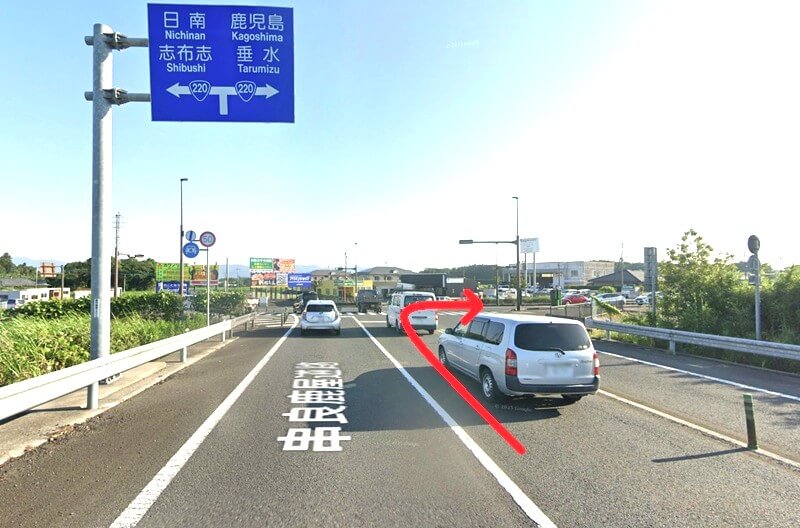 タカラスタンダード 鹿屋ショールームまでの車の経路