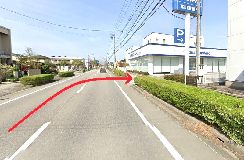 タカラスタンダード 富山ショールームまでの車の経路