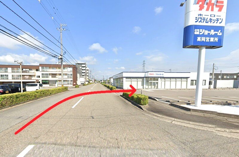 タカラスタンダード 高岡ショールームまでの車の経路