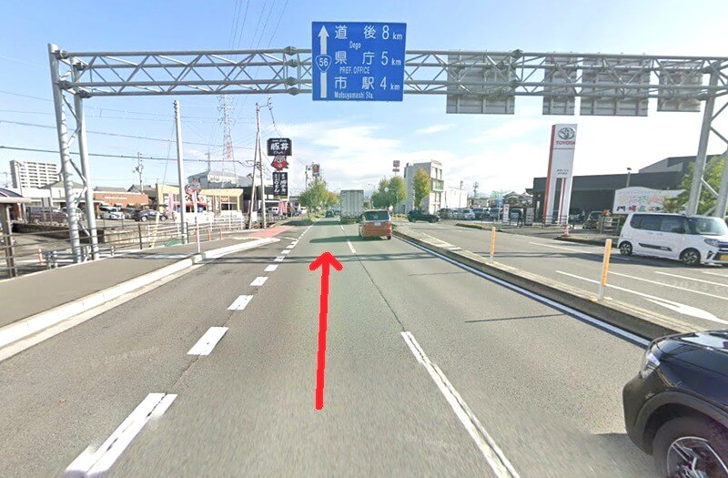 タカラスタンダード 松山ショールームまでの車の経路