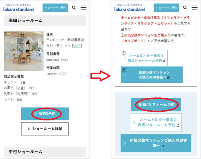 ショールームの予約の流れ
