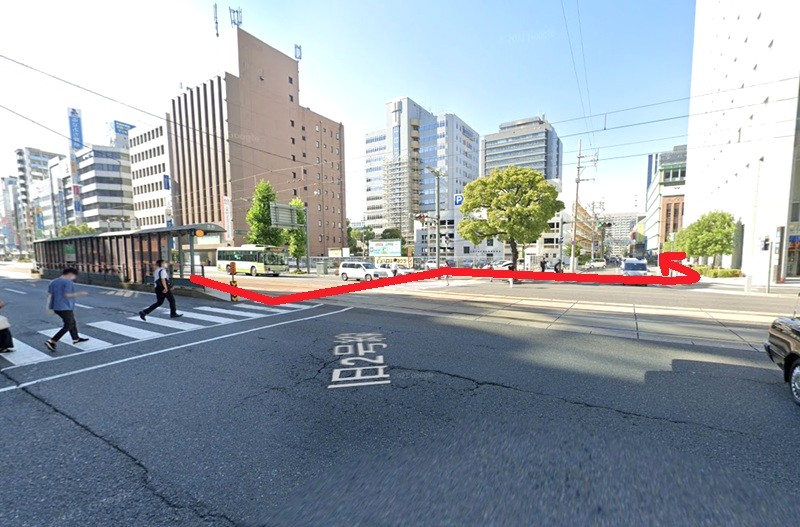 トクラス ショールーム広島までの徒歩経路
