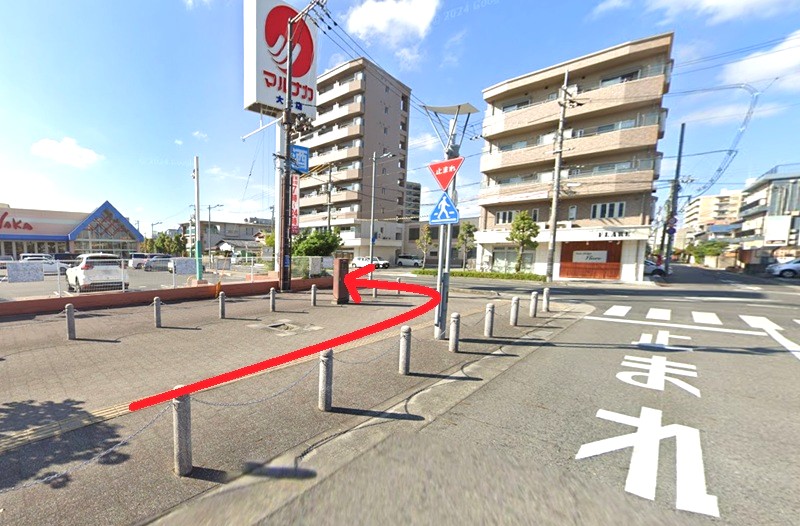 トクラス ショールーム岡山までの徒歩経路